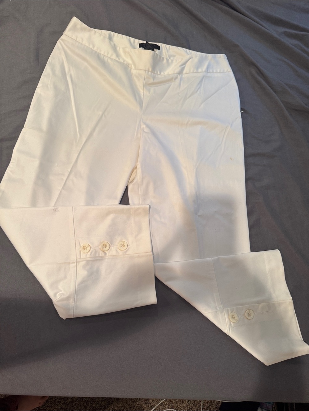 The Limited White Stretch Dress Pants with Button Cuff